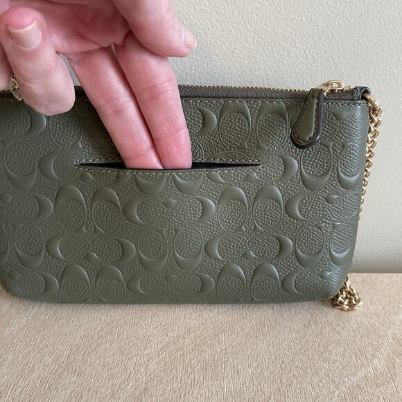 Coach Signature Embossed Leather Wristlet - Picture 9 of 16